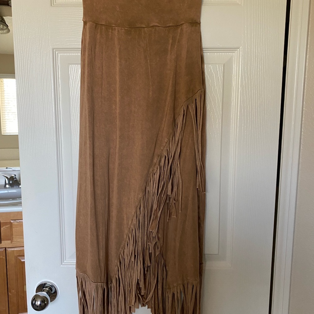Brown Asymmetrical Maxi Skirt for Casual Wear